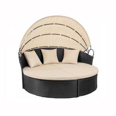 China Modern Design Rattan Special Double Outdoor Sun Sofa With Canopy For Sale for sale