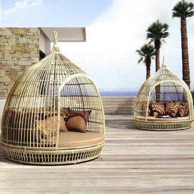 China Contemporary Bird's Nest Shape Rattan Sofa Wicker Patio Pool Garden Sun Sofa for sale