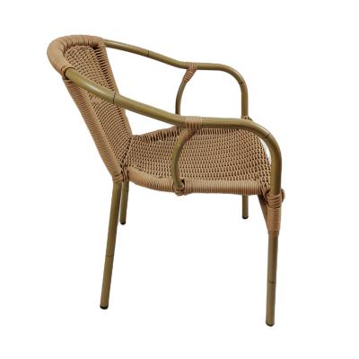 China UV Resistant Metal French Bistro Dining Armchair Outdoor Rattan For Cafe for sale