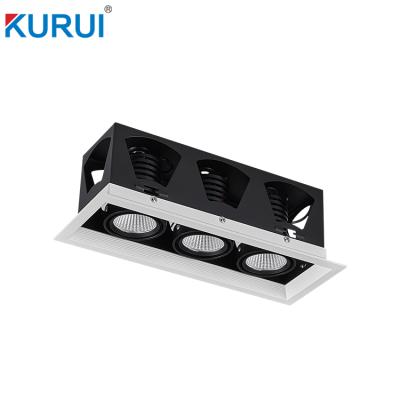 China Commercial 10w*3 / 20w*3 / 30w*3 Commercial Recessed Adjustable Rectangular Led Grill Light for sale