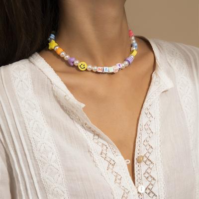 China New Design BOHEMIA Handmade Bohemian Colorful Pearl Choker Necklace Pearl and Shell Women Pendant Necklace for sale