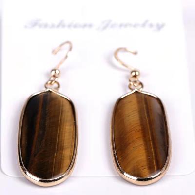 China New Fashion Environmentally Friendly Gem Stone Tiger Jewelry Eye Drop Natural Stone Earrings Wholesale for sale