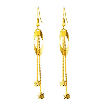 China TRENDY Women's 18K Gold Plated Dangle Long Earrings Tassel Anniversary Engagement Wedding Earrings Jewelry Gift for sale