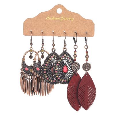 China New fashion vintage retro eco-friendly boho trendy jewelry handmade tassel and zinc alloy earring sets for women 2020 for sale