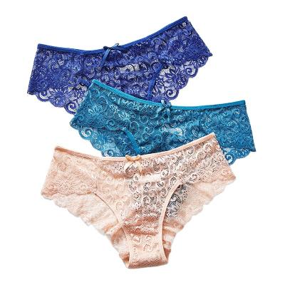 China Breathable Sexy Women's Comfortable Lace Lingerie Panties Tempting Briefs Pretty Cotton Lining Low Rise Women Cute Underwear for sale