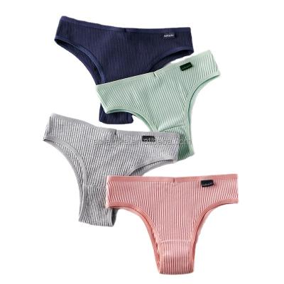 China Solid Color Breathable Invisible T-pants Nets Women's Sexy Sports Crotch Low Waist Cotton Thong Panties One-Piece Underwear for sale