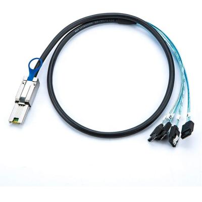 China Host Device / Controller 26Pin SFF-8088 4*180 Mini SAS Server To 7P SATA Data Cable With Latch for sale