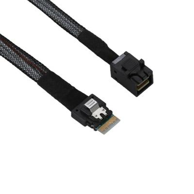 China SAS 4.0 SFF-8654 4i 38pin Host Server Device Data Cable Thin Line to Mini SAS 4i SFF-8643 36pin HD Target Cable for sale