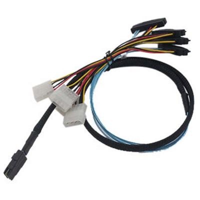 China Mini SAS Server Device Data Cable 36Pin (SFF-8087) Male to 4X SAS 29 Female (SFF-8482) with 4pin Power Cable for sale