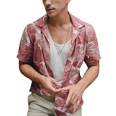 China Anti-pilling new men's maple leaf printed shirt fashion men's short sleeve shirt for sale