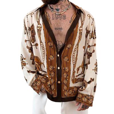 China Autumn American Vintage Fashion Long Sleeve Anti-pilling Shirt Pattern Coat Men 2021 for sale