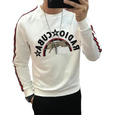 China 2021 new men's long sleeve Anti-wrinkle men's embroidery leopard jacket men's autumn youth fashion korean hoodie men's bottom shirt for sale