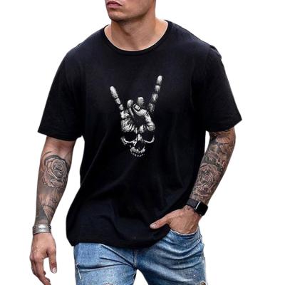 China High Street Top Loose Black Personality Anti-wrinkle 2021 Men's Fashion Skull Printing Short Sleeve T-shirt for sale