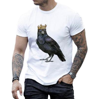 China New 2021 Anti-wrinkle summer foreign trade men's birds printed T-shirt for men in Europe and America casual loose short-sleeved men's big for sale