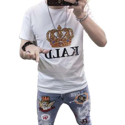 China 2021 Summer Men's Fashion T-shirt Men's Short Sleeve Parride Embroidered Crown Trend Tops Half Sleeve for sale