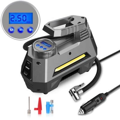 China Inflate Air Products 12v 150PSI Household Car Tire Air Compressor Inflator Heavy Duty Portable Pump with Pressure Indicator Emergency Digital Flashlight for sale