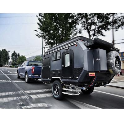 China Hybrid Travel Trailer Box Trailer Armored Vehicle Style Caravan Camper Trailer Manufacturers for sale