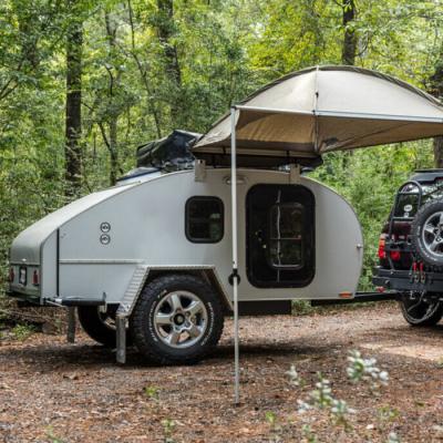 China Small RV Teardrop Travel Trailer Small Camper Caravan Offroad Camper Trailers With Single Axle for sale