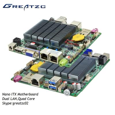 China Fanless de Dubbele LAN Nano ITX Motherboard J1900 cpu Vertoning van de Vierlingkern LVDS HDMI VGA Te koop