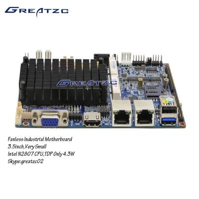 China Industrial Fanless Dual LAN Motherboard N2807 CPU , 3.5 inch Motherboard Dual LAN for sale