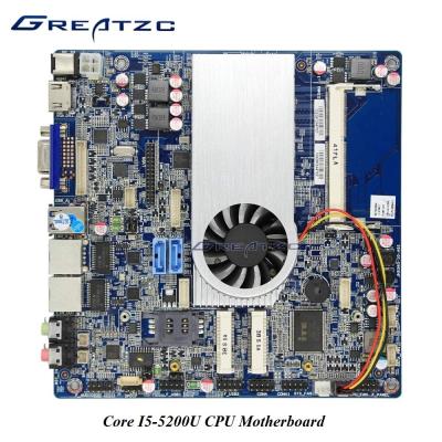 China Intel I5 - 5200U Dual Lan Motherboard With INTEL HD5500 GPU 2 SATA DC 12V - 19V Mainboard for sale