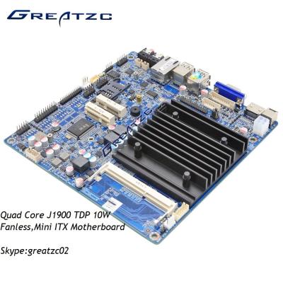 China CPU quad-core industrial Fanless J1900 de Mainboard de la mini placa madre del ITX de DC 12V en venta