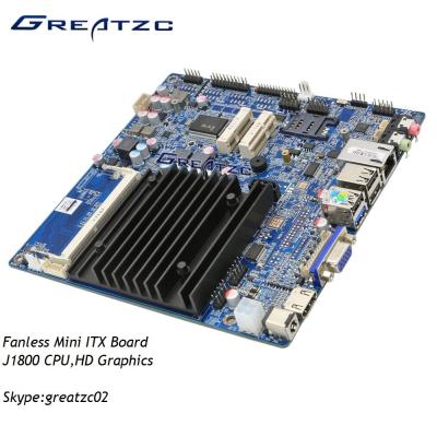 China Fanless Design DC 12V Mini ITX Motherboard Support Double Display VGA HDMI LVDS for sale