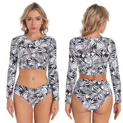 China Long Sleeve Swimwear Wetsuit Zipper Print Surfsuit Fitness Swimwear Women Breathable Rash Guard Designer One Piece OEM Swimwear for sale