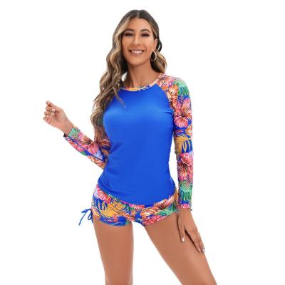 China Sports Two Piece One Piece Swimsuit For Women Sunscreen Long Sleeve Surfsuit Surf Bathing Suit for sale