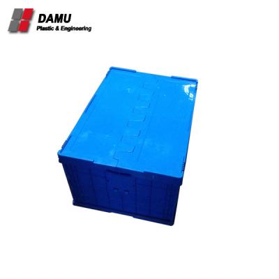 China Warehouse Storage System Industrial Plastic Storage Boxes With Hinged Attached Lid Green for sale