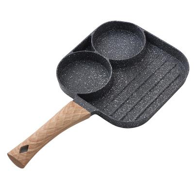 China Minimalist Frying Griddle Pan Pancake Pan Pot Non Stick Camping Frying For Breakfast Burger Bacon Steak 4 Holes for sale