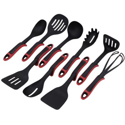 China Factory direct sale viable red and black kitchenware set kitchen 9pcs nylon utensils set kitchen durable nylon utensils for sale