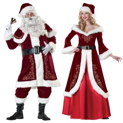 China New Long Sleeve Comfortable European and American Christmas Costume Thickened Santa Claus Costume Adult Couples Cosplay Costume for sale