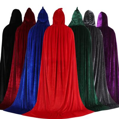 China Cosplay Cartoon Halloween Costume Long Cloak Hooded Vampire Halloween Costume Adult Cosplay Cloak Children Gold Velvet Cloak for sale