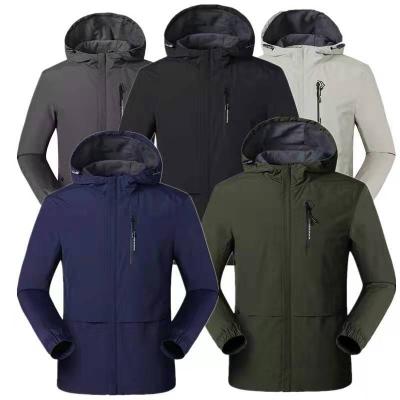 China QUICK DRY spring and Autumn Men's solid color hooded outer jackets waterproof casual mountaineering men's jackets for sale