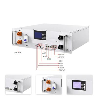 Chine 51.2V 50Ah LiFePo4 rack de batterie monté sur le système de stockage de batterie pour la maison 100AH 200Ah RS485 à vendre