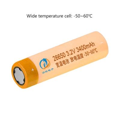 China 26650 3.2V 3400mAh Cylindrical Battery Cell for Wide Temperature Applications -50 ~ 60℃ for sale