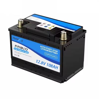 China 12.8V 108ah 1360CCA Rechargeable Lifepo4 Battery 1382WH With Built In BMS Nominal Voltage for Auto Engine Start And Stop for sale