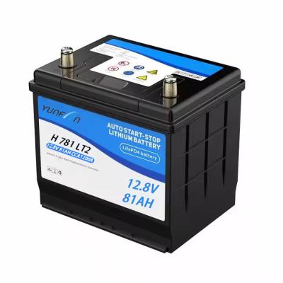 China 12.8V 81Ah Lifepo4 Car Battery Cca1200A Grade A Cell Automobile Start-Stop Battery Rechargeable Car Starter Battery for sale