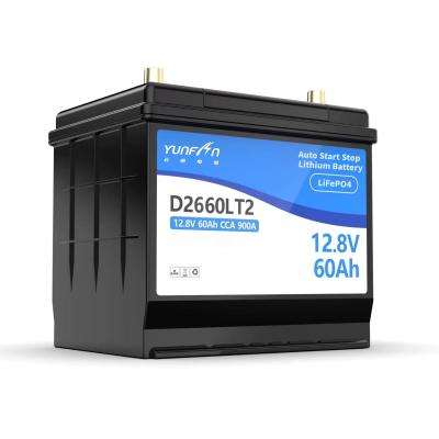 China D26 12V 60Ah Car Start Stop Battery LiFePo4 Battery For Car 3 Years Warranty D2660LT2 for sale