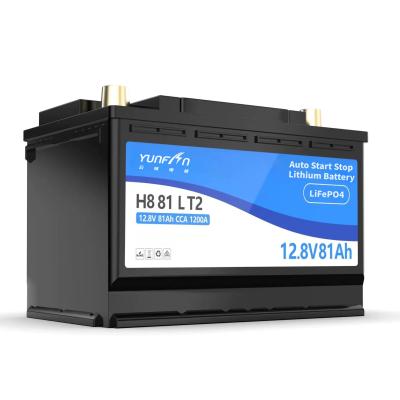 China H8 Car Start Stop Battery 12V 81Ah  High Rate LiFePo4 Automotive Starting Battery for sale