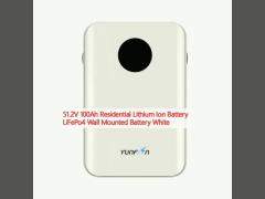 51.2V 100Ah Residential Lithium Ion Battery LiFePo4 Wall Mounted Battery White