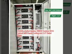 215KWh LiFePo4 Battery 100KW Outdoor BESS Cabinet with Liquid Cooling and 2.2T Rated Power