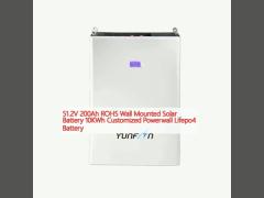 51.2V 200Ah ROHS Wall Mounted Solar Battery 10KWh Customized Powerwall Lifepo4 Battery