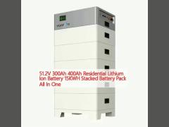 51.2V 300Ah 400Ah Residential Lithium Ion Battery 15KWH Stacked Battery Pack All In One