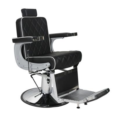 China EUROPEAN High Quality Synthetic Leather Black Vintage Barber Shop Salon Furniture Black Barber Chairs for sale