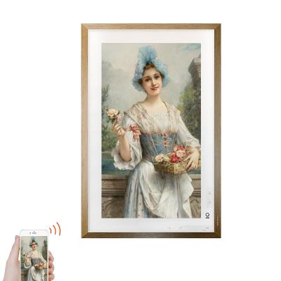 China Home Ministry hotel store BOE igallery vertical wooden picture screen show 21.5inch wifi cloud digital photo frame with automatic presentation for sale