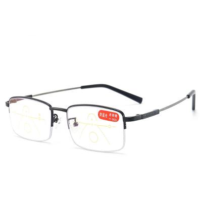 China Flexible Half-Rim Half-Rim Metal Frame Flexible Titanium Reading Glasses Adjustable Slim Progressive Multi-Frame Half-Frame for sale