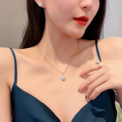 China TRENDY Fashion Earrings Studs Rings Luxury Bling Jewelry Sets Stainless Steel Diamond Necklace Chain for sale