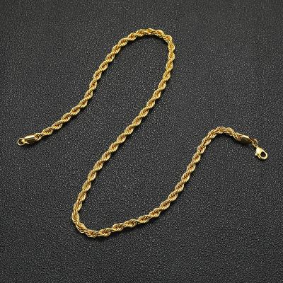 China 2020 Best Selling Vintage Hip Hop Gold Color 5mm Thick Chunky Rope Cable Twisted Chain For Women Vintage Bracelet Jewelry for sale